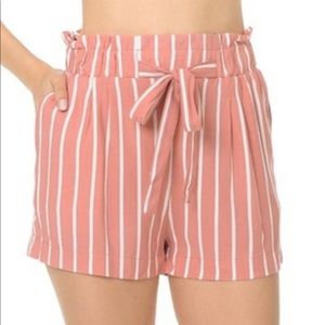 Brand New Pink & White Striped Shorts